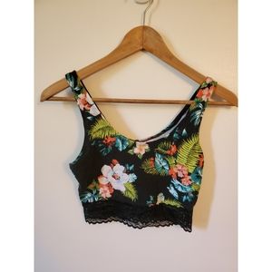 Tropical pattern crop top tank